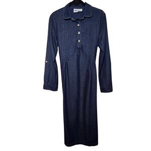 BFA Classics Vintage Denim Dress Chambray
Roll Tab Sleeves Women's Size 10 Blue